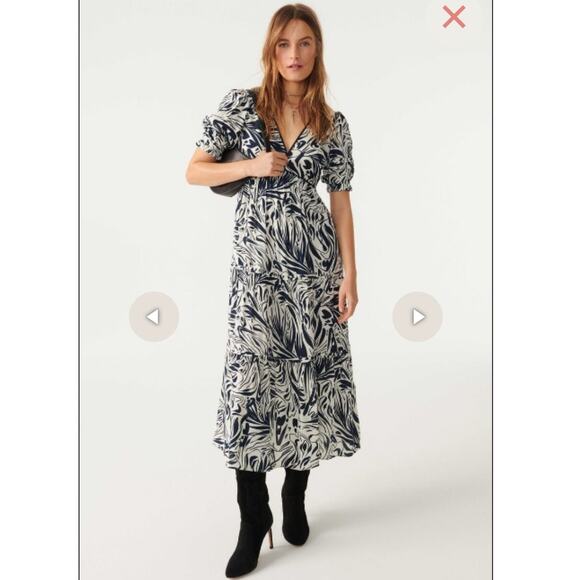 Ba&sh Calas Abstract Print Midi Dress Size XS - Picture 3 of 8